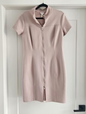 Enfocus Studio Dusty Pink Zip-Front Mini Dress